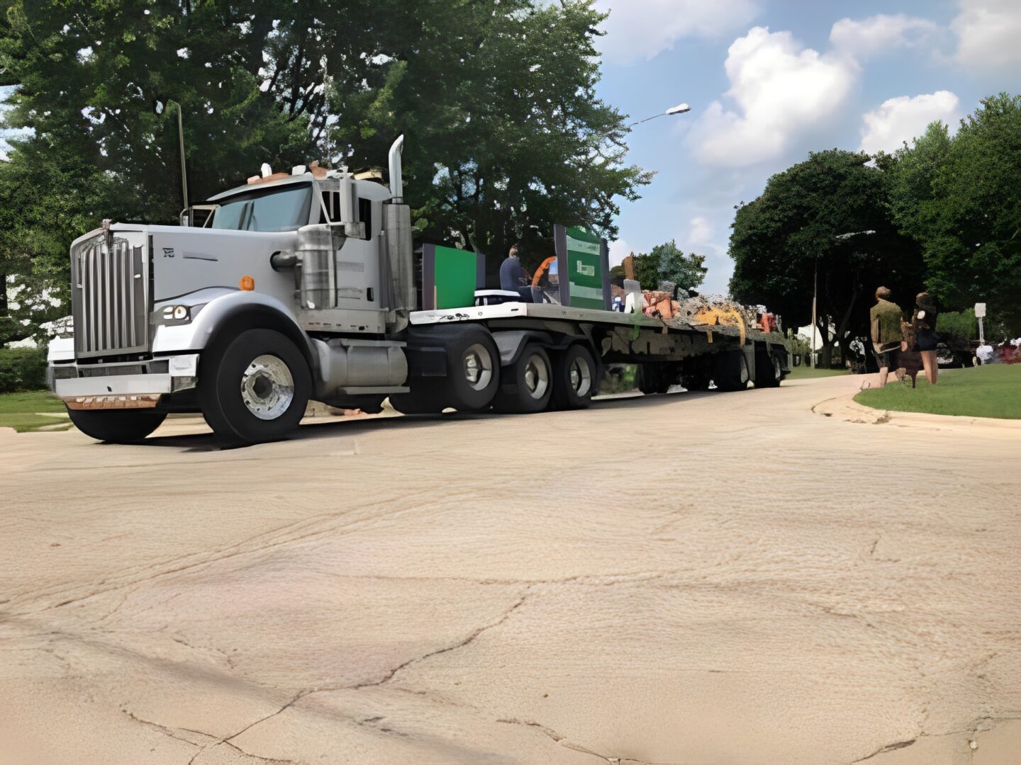 Heavy-duty truck transporting goods.