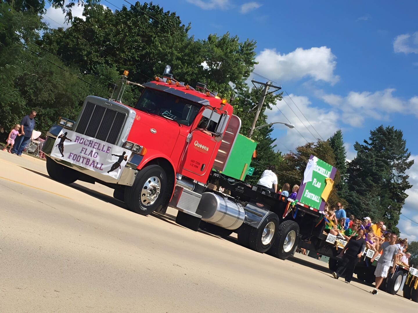 Red truck in a parade