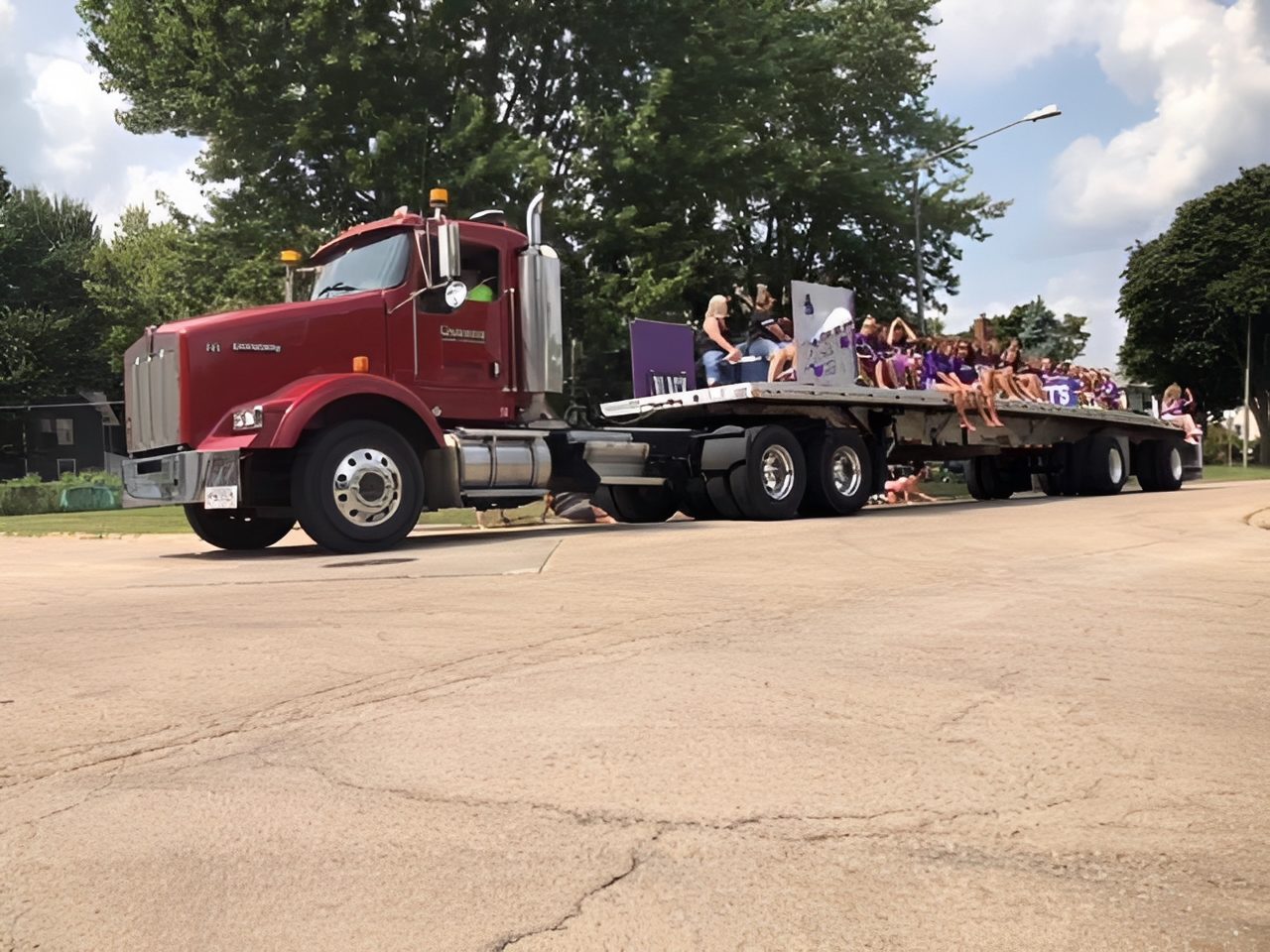 People sitting on a parade float