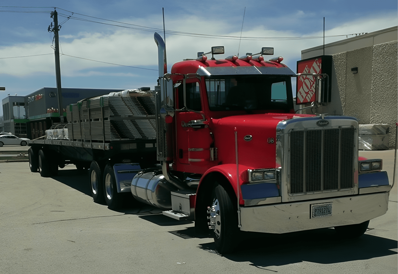 Large truck parked in industrial area